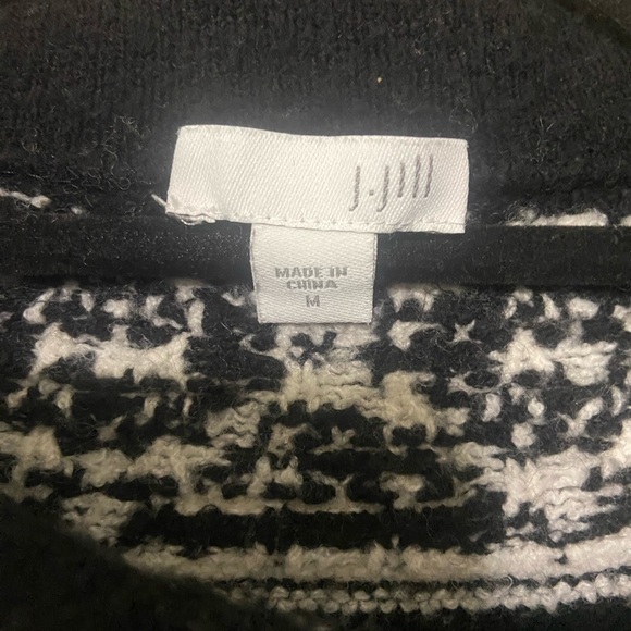 J. Jill EUC black white nordic geometric print mock neck wool blend sweater - Picture 8 of 8